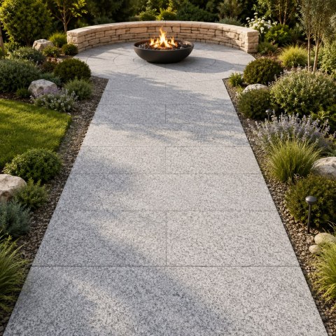 Płytka Granitowa Szara Płomieniowana G602 Bianco Sardo 120x60x2 cm