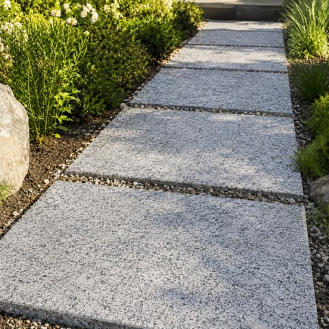 Płytka Granitowa Szara Płomieniowana G602 Bianco Sardo 120x60x3 cm