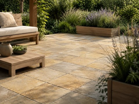 Płytka Tandur Yellow Limestone Naturalna 40x40x3 cm