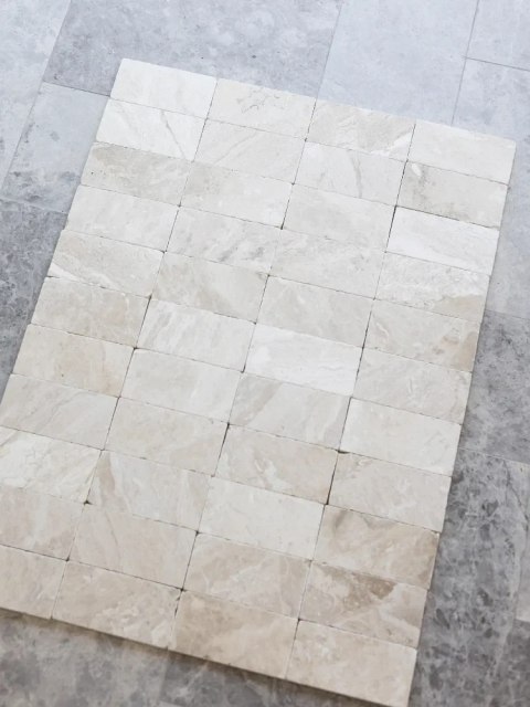 Płytka marmurowa Queen Beige | Coffee White Bębnowana 10x10x1 cm
