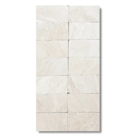 Płytka marmurowa Queen Beige | Coffee White Brick bębnowana 7,5x15x1 cm