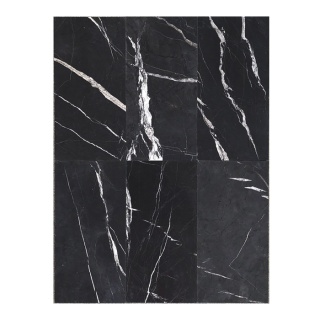 Płytki cegiełki marmurowe z czarnego marmuru z białym użyleniem Black Silk w rozmiarze 15,25/30,5/1 cm, wykończenie matowe