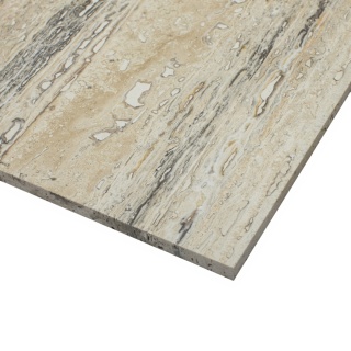 Płytki trawertynowe z beżowego trawertynu Alabastrino Rustic w rozmiarze 30,5/61/2 cm, wykończenie polerowane
