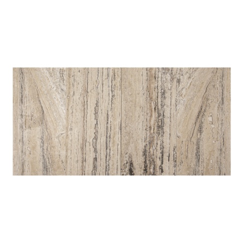 Płytki trawertynowe z beżowego trawertynu Alabastrino Rustic w rozmiarze 30,5/61/2 cm, wykończenie polerowane