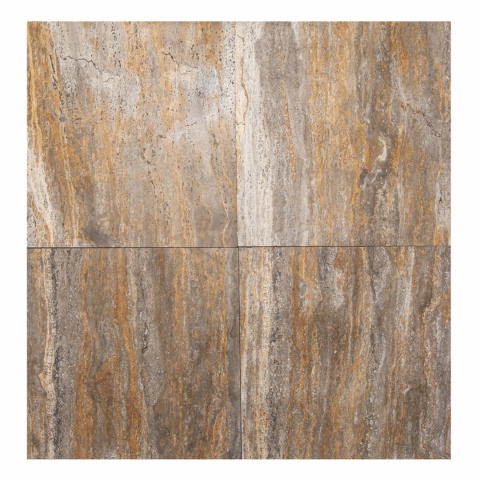 Płytki trawertynowe z szaro brązowego trawertynu silver brown w rozmiarze 60/60/2 cm, wykończenie polerowane