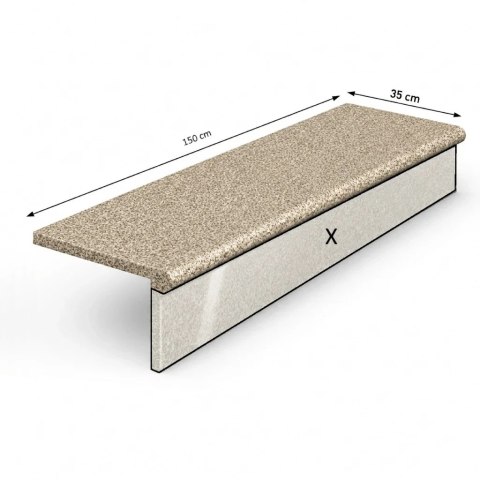 Schodek Granitowy G682 new 150x35x2 Stopnica Bullnose Płomieniowana