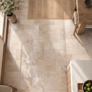 Trawertyn 12mm Light Com Bębnowany French Pattern 1kpl=0,742m2 | Komplet Rzymski