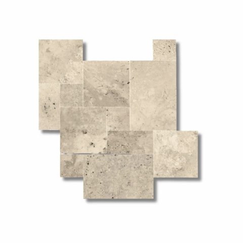 Trawertyn 12mm Light Com Bębnowany French Pattern 1kpl=0,742m2 | Komplet Rzymski