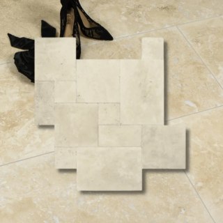 Trawertyn 12mm Light Standard Bębnowany French Pattern 1kpl=0,742m2 | Komplet Rzymski