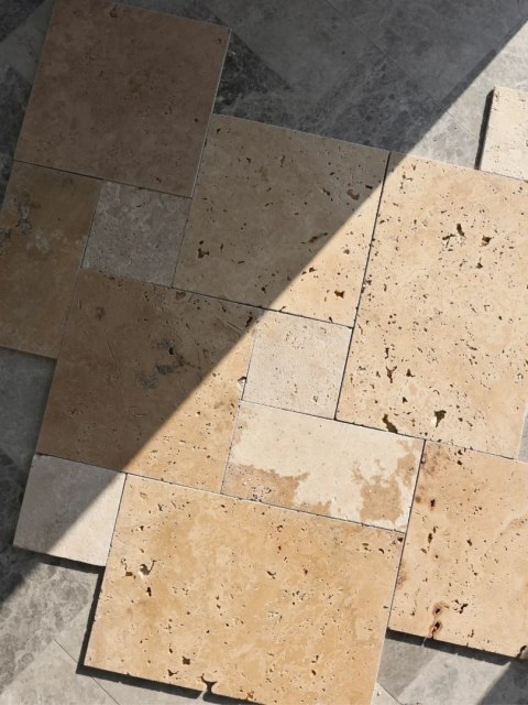 Trawertyn 12mm Light Standard Bębnowany French Pattern 1kpl=0,742m2 | Komplet Rzymski