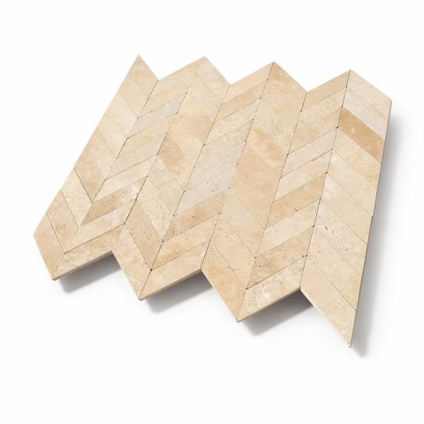 Trawertyn Light Bębnowany Chevron 7,5x30,5x1 cm