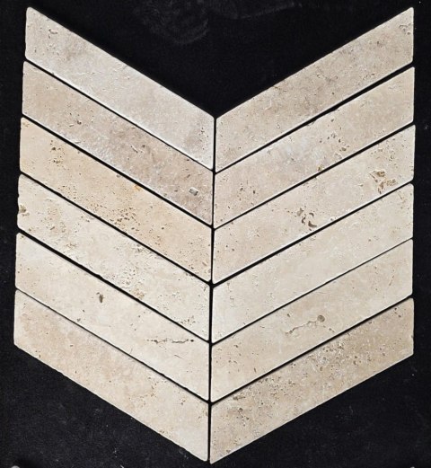 Trawertyn Light Bębnowany Chevron 7,5x30,5x1 cm