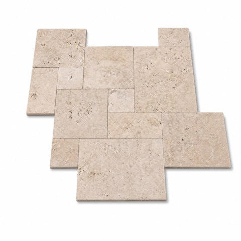 Trawertyn Light Bębnowany French Pattern 12mm 1kpl= 0,742m2 | Komplet Rzymski