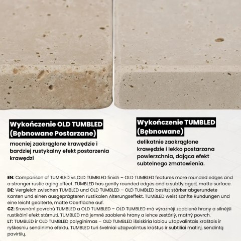 Trawertyn Light Old Tumbled 12mm 1kpl= 0,742m2 | Komplet Rzymski