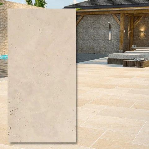 Trawertyn Light Premium Bębnowany 40,6x61x1,2 cm