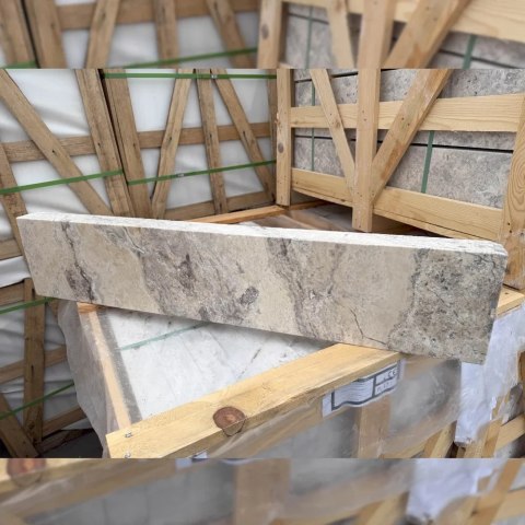 Trawertyn Obrzeże Silver Latte Greige Bębnowany Szlif 100x20x6 | Opornik