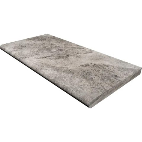 Trawertyn Parapet / Stopnica kamienna Silver Latte Greige Bębnowany 135x33x2 cm Bullnose