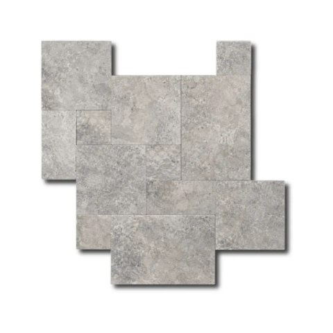 Trawertyn Silver Bębnowany French Pattern 3cm 1kpl= 0,742m2 | Komplet Rzymski