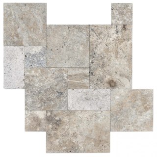 Trawertyn Silver Latte Greige Bębnowany French Pattern 3cm 1kpl= 0,742m2 | Komplet Rzymski