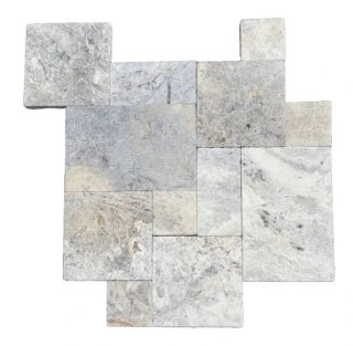 Trawertyn Silver Premium Bębnowany French Pattern 12mm 1kpl= 0,742m2 | Komplet Rzymski