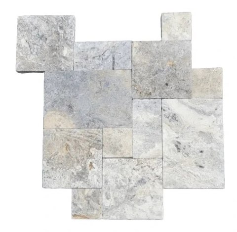 Trawertyn Silver Premium Bębnowany French Pattern 12mm 1kpl= 0,742m2 | Komplet Rzymski