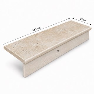 Trawertyn Stopnica | Kamień brzegowy Ivory Classic Mix Bębnowany Bullnose 135x35x3 cm