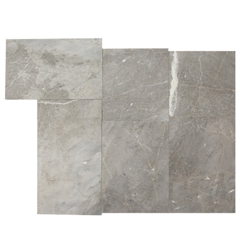 Płytki marmurowe 30/różnej długości/2 cm z szarego marmuru Earth Grey, wykończenie polerowane