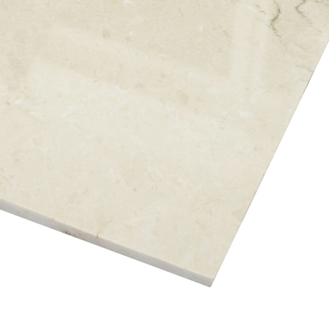Płytki marmurowe z beżowego marmuru Beige Crystlliino w rozmiarze 30,5/61/1,5 cm, wykończenie polerowane
