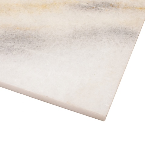 Płytki marmurowe z białego marmuru Bianco Neve Deco Gold w rozmiarze 30/60/2 cm, wykończenie polerowane