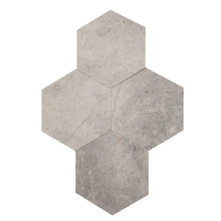 Płytki marmurowe z szarego marmuru Tundra Grey w rozmiarze 25/29/1,25 cm, wykończenie szczotkowane