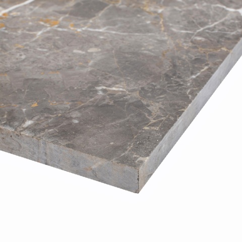 Płytki marmurowe z szaro brązowego marmuru mont grey w rozmiarze 60/60/2 cm, wykończenie polerowane