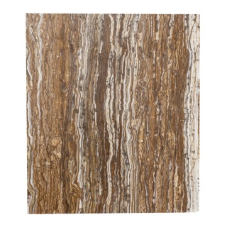Płytki trawertynowe z brązowego trawertynu Ivy Brown w rozmiarze 30,5/fle/2 cm, wykończenie polerowane