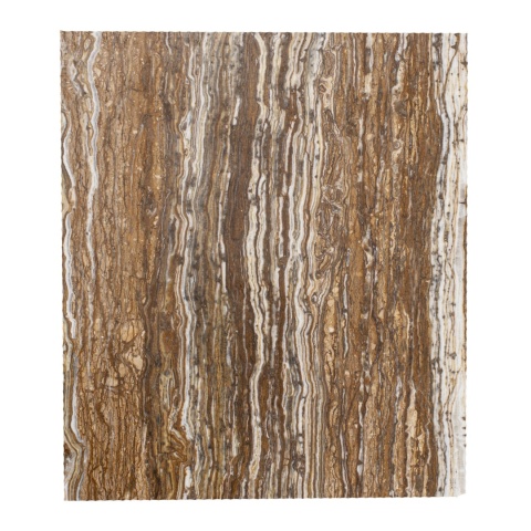 Płytki trawertynowe z brązowego trawertynu Ivy Brown w rozmiarze 30,5/fle/2 cm, wykończenie polerowane