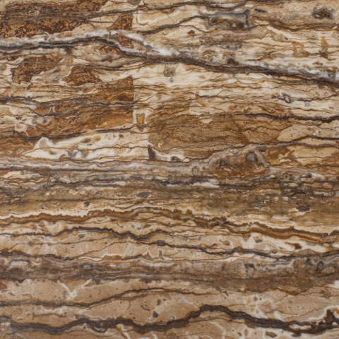 Płytki trawertynowe z brązowego trawertynu Ivy Brown w rozmiarze 30,5/fle/2 cm, wykończenie polerowane