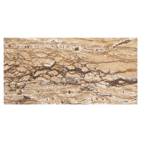 Płytki trawertynowe z brązowego trawertynu Ivy Brown w rozmiarze 30/60/2 cm, wykończenie polerowane