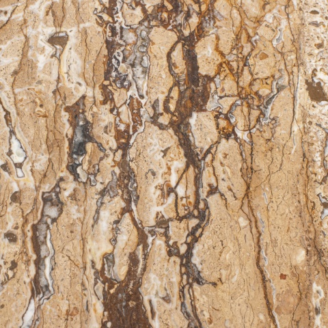 Płytki trawertynowe z brązowego trawertynu Ivy Brown w rozmiarze 30/60/2 cm, wykończenie polerowane