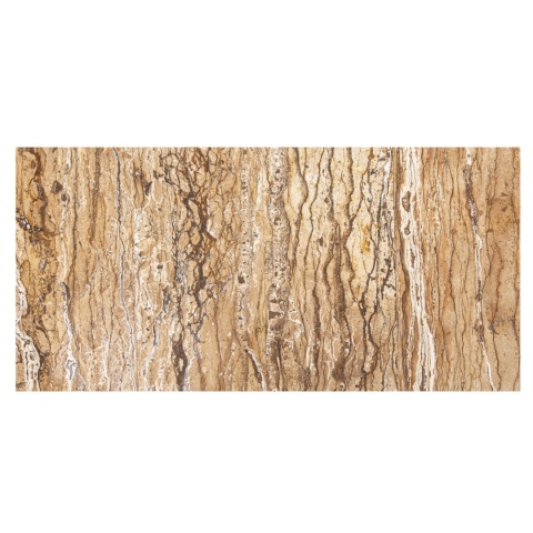 Płytki trawertynowe z brązowego trawertynu Ivy Brown w rozmiarze 30/60/2 cm, wykończenie polerowane