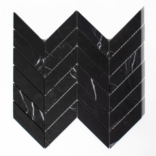 Mozaika marmurowa chevron Black Silk satynowa