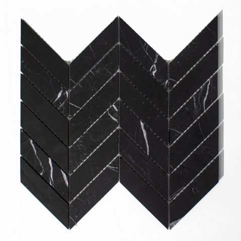 Mozaika marmurowa chevron Black Silk satynowa
