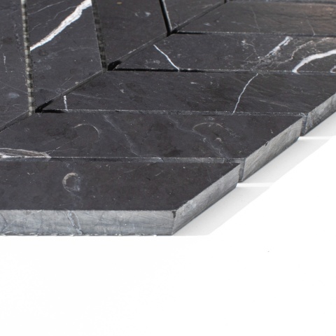 Mozaika marmurowa chevron Black Silk satynowa