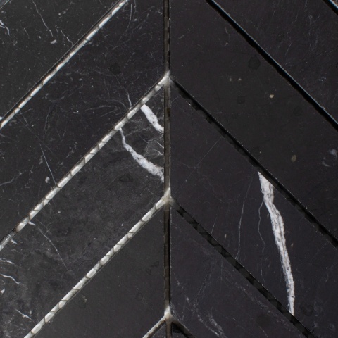 Mozaika marmurowa chevron Black Silk satynowa