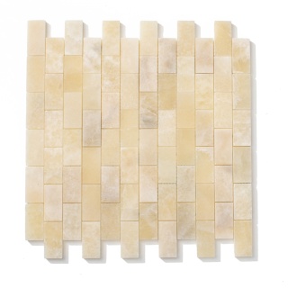 Mozaika onyxowa klasyczna brick bone (cegiełki) z zielonego onyxu Green Onyx, elementy wielkości 1,2/2 cm, grubość plastra 1 cm,