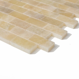 Mozaika onyxowa klasyczna brick bone (cegiełki) z zielonego onyxu Green Onyx, elementy wielkości 1,2/2 cm, grubość plastra 1 cm,
