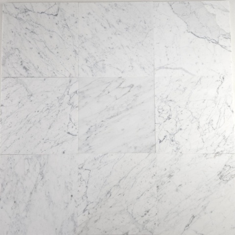 Płytki marmurowe z białego marmuru Bianco Carrara w rozmiarze 10x10x1 cmcm, wykończenie satynowe
