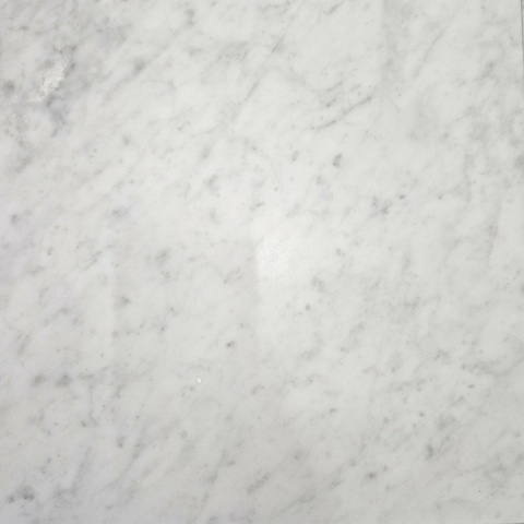 Płytki marmurowe z białego marmuru Bianco Carrara w rozmiarze 30,5/30,5/1 cm, wykończenie polerowane
