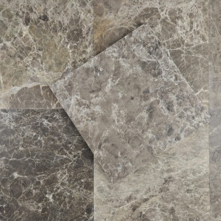 Płytki marmurowe z brązowego marmur Pietra Grey w rozmiarze 10x10x1 cm, wykończenie satynowe