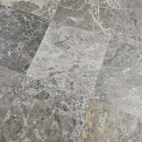 Płytki marmurowe z brązowego marmur Pietra Grey w rozmiarze 10x10x1 cm, wykończenie satynowe