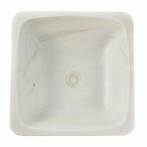 Umywalka marmurowa z białego marmuru Glacier White w rozmiarze 40,6/40,6/12,7 cm, wykończenie polerowane