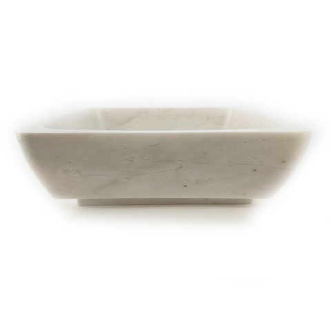 Umywalka marmurowa z białego marmuru Glacier White w rozmiarze 40,6/40,6/12,7 cm, wykończenie polerowane