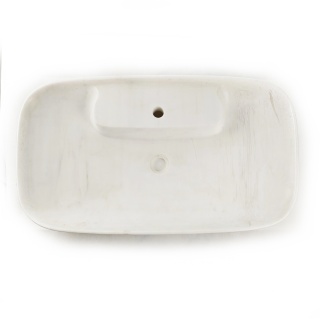 Umywalka marmurowa z białego marmuru bianco glacier white w rozmiarze 47,2/82,5/12 cm, wykończenie polerowane
